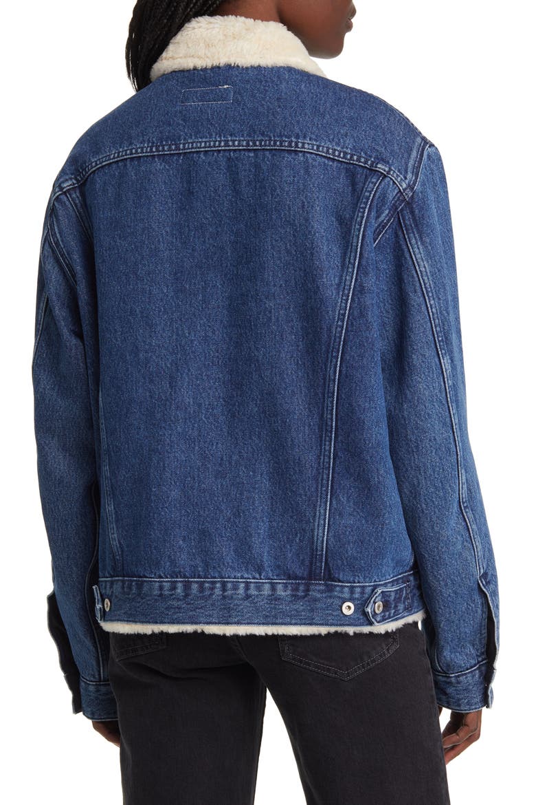 Faux Shearling Lined Oversize Denim Jacket, Alternate, color, GATES