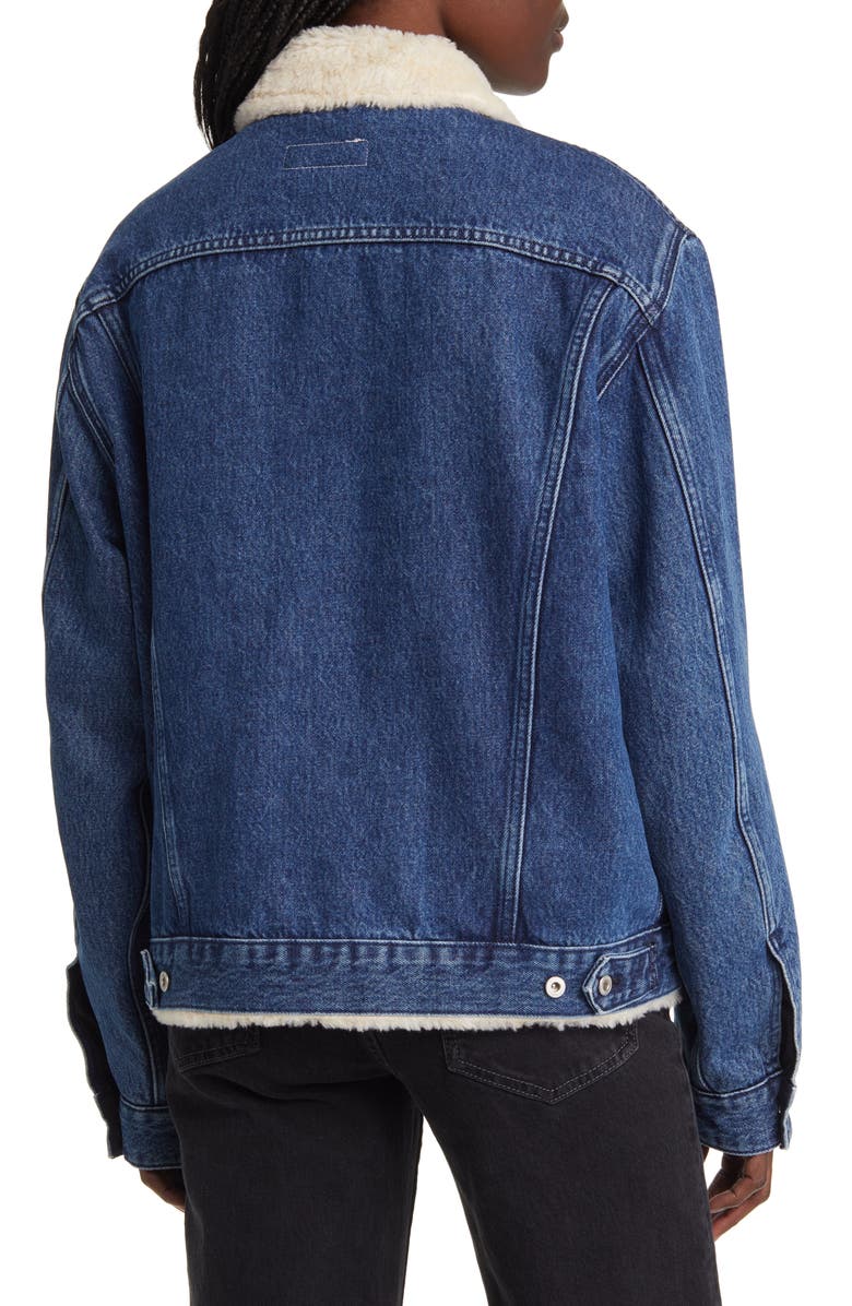 rag & bone Faux Shearling Lined Oversize Denim Jacket, Alternate, color, 