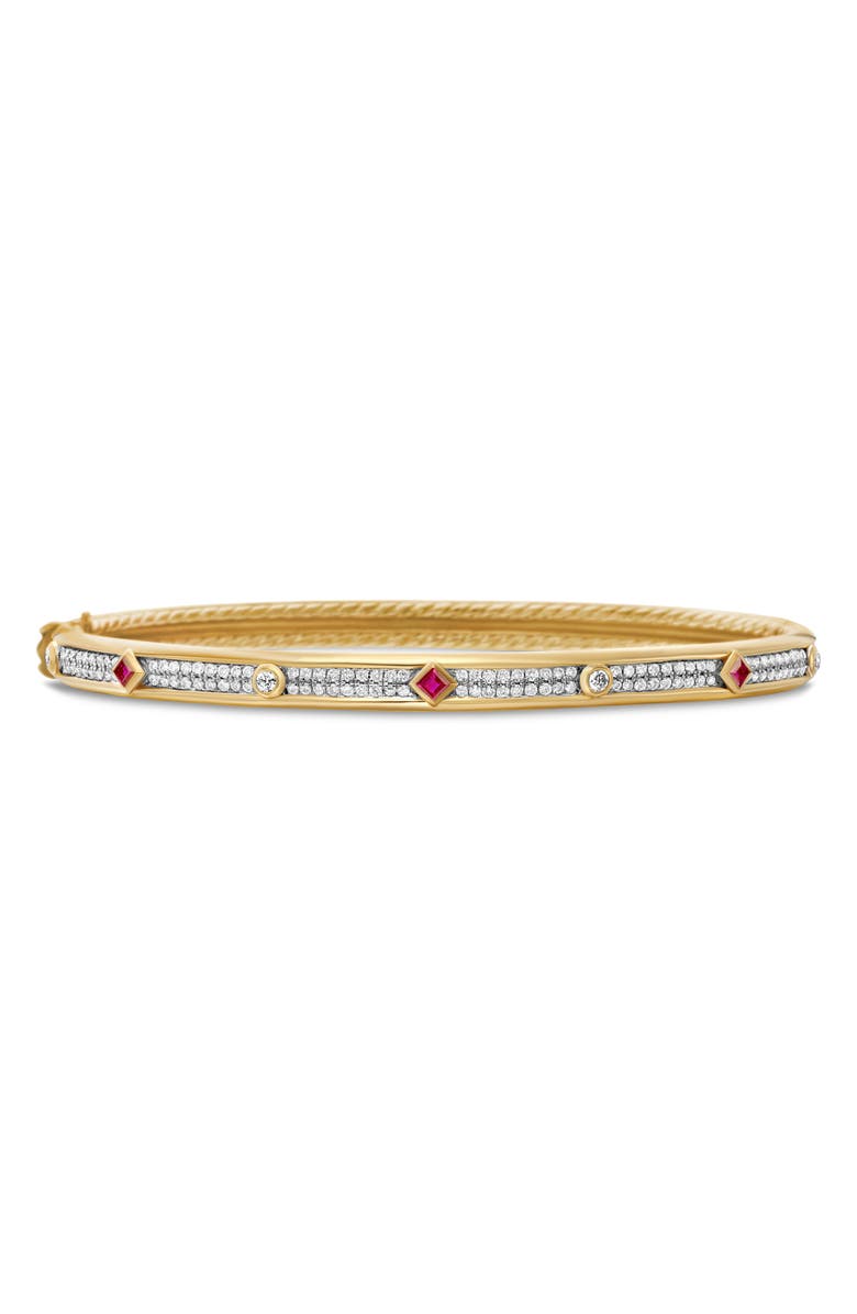 David Yurman Modern Renaissance Diamond & Ruby Bangle, Main, color, 