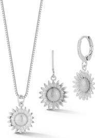 GLAZE JEWELRY Sunflower Pendant Necklace & Drop Earrings Set