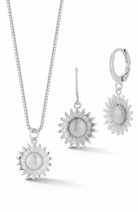 GLAZE JEWELRY Sunflower Pendant Necklace & Drop Earrings Set