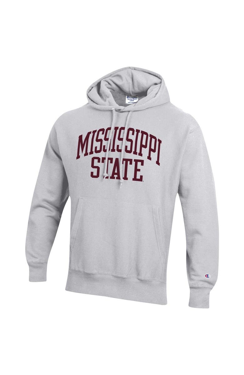 Champion Men's Champion Heathered Gray Mississippi State Bulldogs Team Arch Reverse Weave Pullover Hoodie, Alternate, color, 