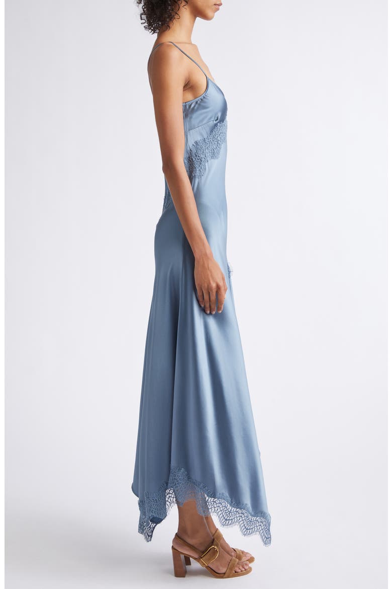 Vernon Satin & Lace Slipdress, Alternate, color, BLUE STEEL