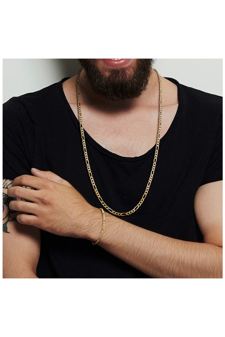 Figaro Chain Bracelet & Necklace Set, Alternate, color, GOLD