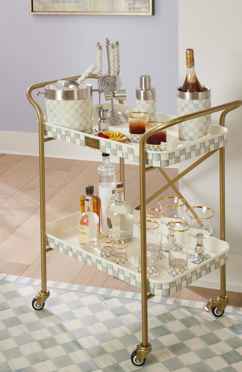 MACKENZIE CHILDS Sterling Check Set of 2 Tumbler Glasses, Alternate, color, Grey