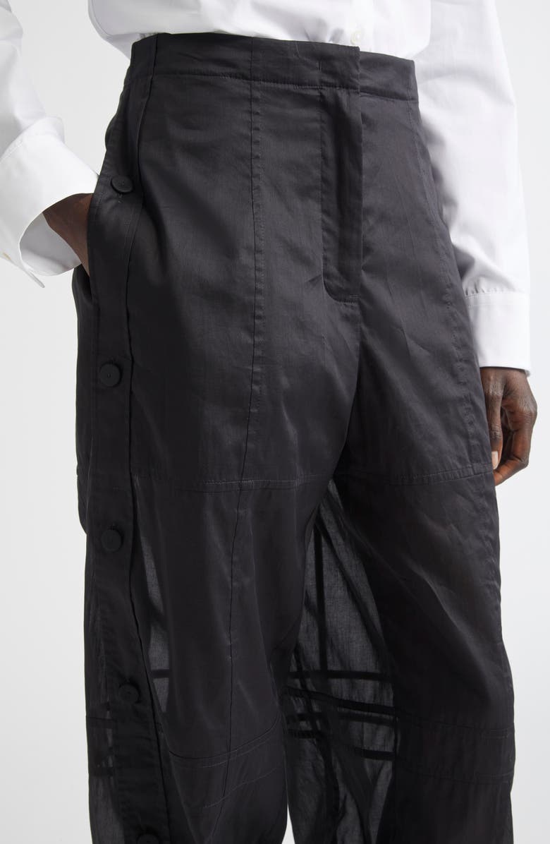 Jil Sander Relaxed Cotton Organdy Straight Leg Pants, Alternate, color, Black