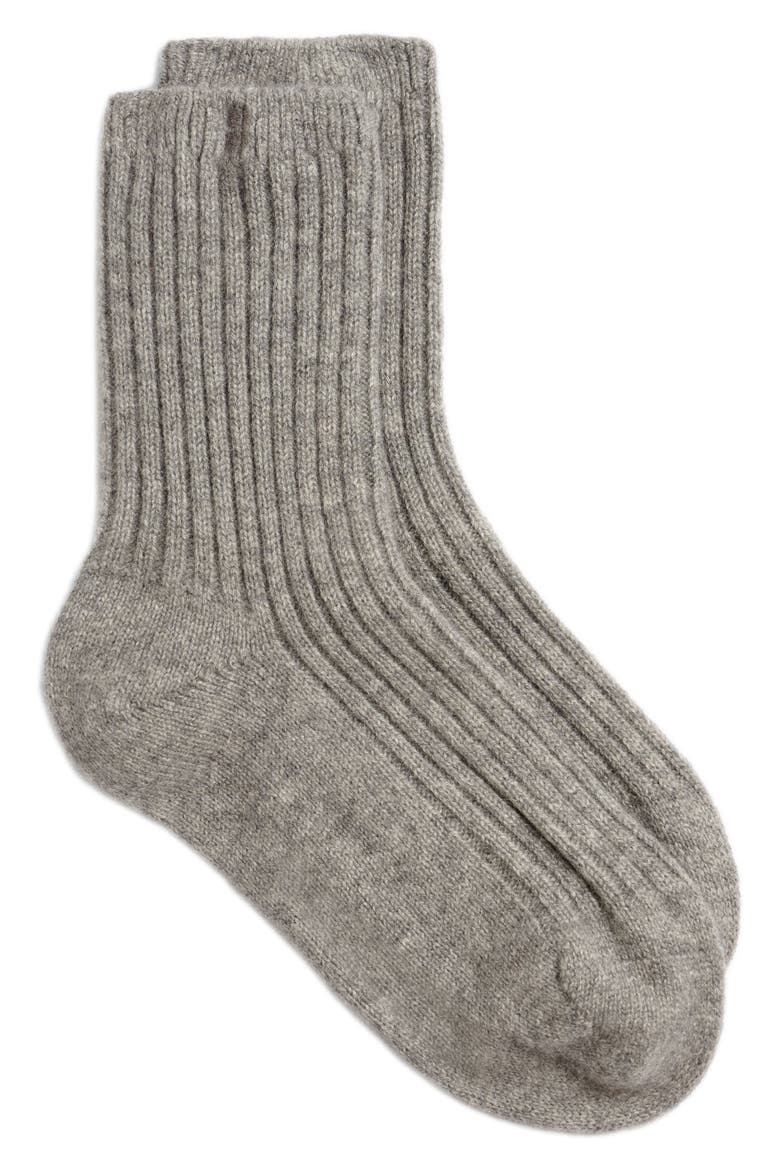 Cashmere Rib Socks, Main, color, MID GREY