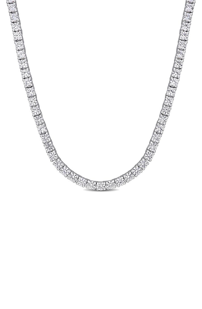DELMAR Lab-Created White Sapphire Tennis Necklace, Main, color, 