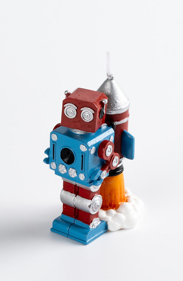 Southlake gifts Vintage Robot Birthday Candle, Alternate, color, Red / Blue / Silver