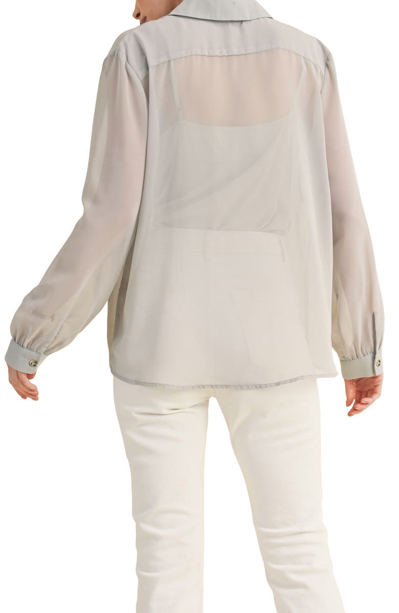 WISHLIST Chiffon Button Front Shirt with Cami, Alternate, color, Grey