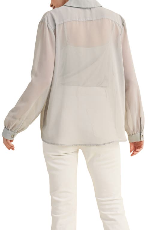 Wishlist Chiffon Button Front Shirt With Cami In Grey