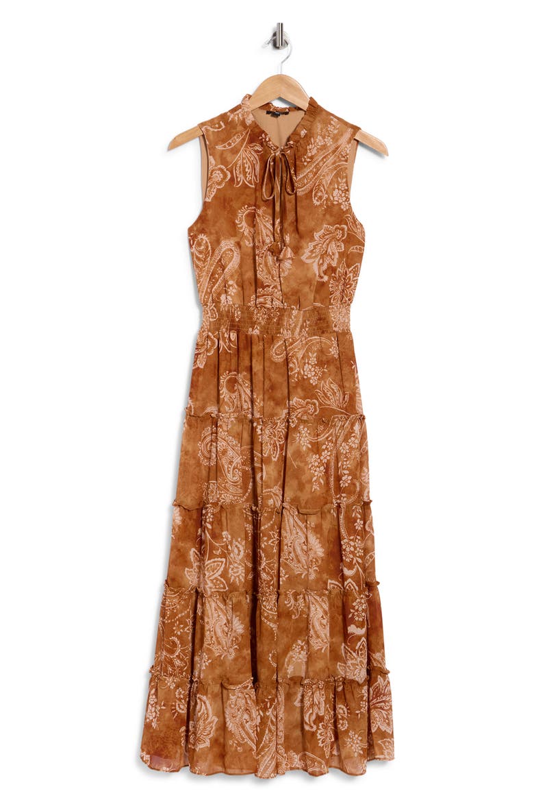 Yoryu Tiered Maxi Dress, Main, color, TOBACCO BROWN