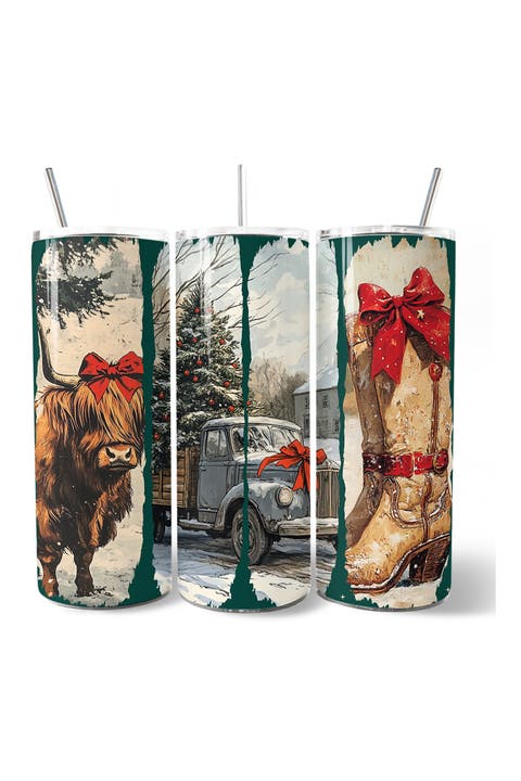 Highland Cow Western Christmas Tumbler