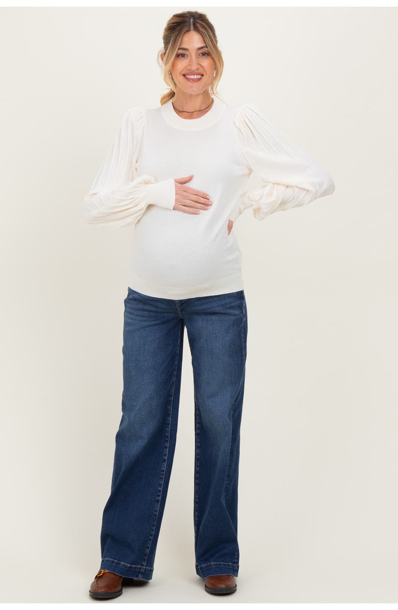 PinkBlush Dark Wash Wide Leg Maternity Jeans, Alternate, color, Navy Blue