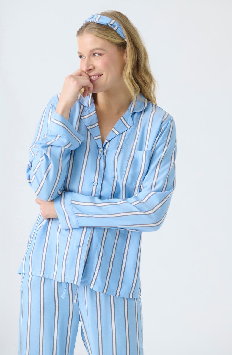 PJ Salvage Stripe Hype Pajamas & Head Wrap Set, Alternate, color, 