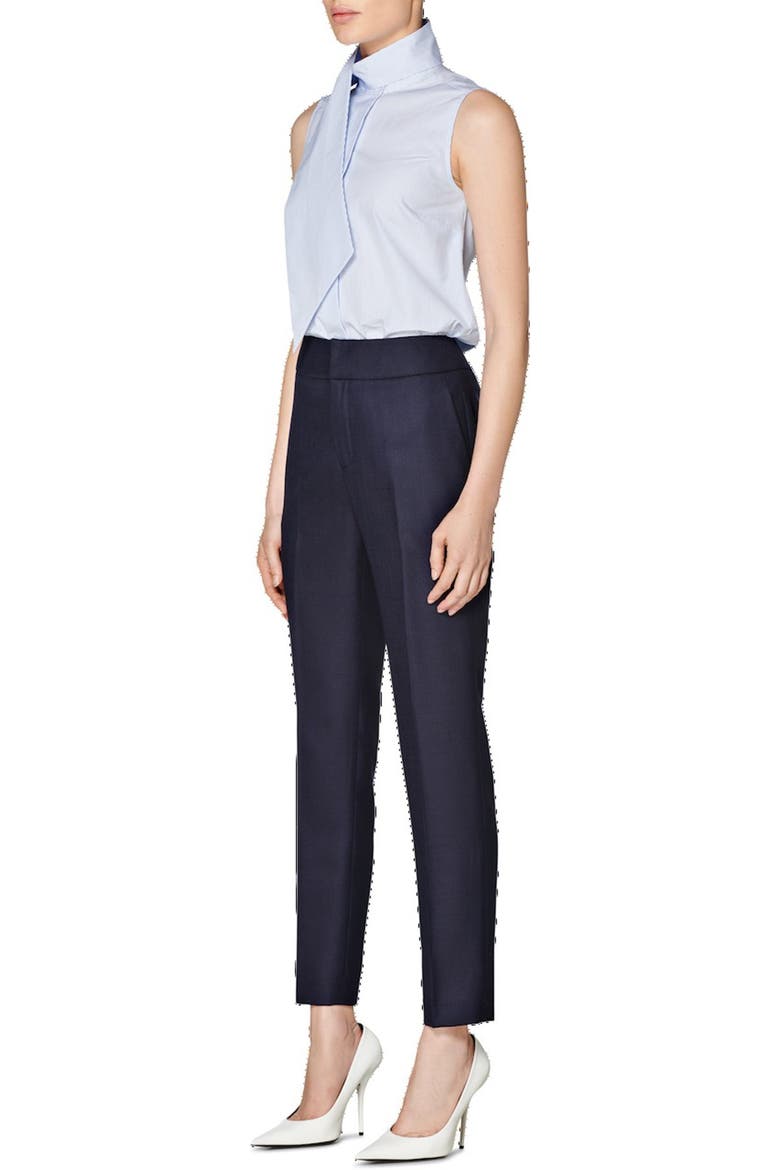 Dorian Wrap Collar Sleeveless Cotton Shirt, Alternate, color, LIGHT BLUE