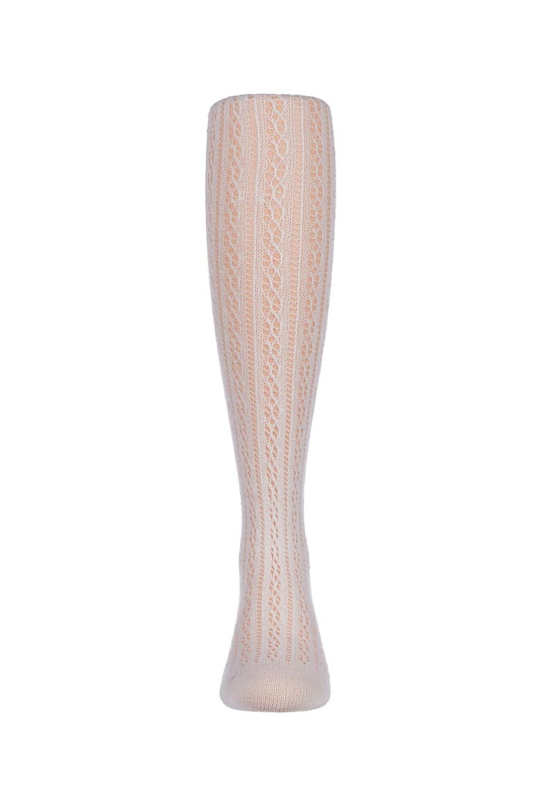 Pelerine Stitch Cotton Blend Tights, Alternate, color, White