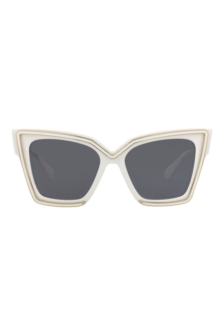 50mm Polarized Cat Eye Sunglasses, Main, color, WHITE WHITE GREY