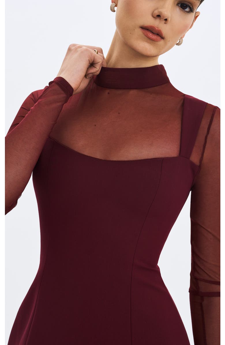 Miss Circle Natasha Faux Two-Piece Turtleneck Mini Dress, Alternate, color, Burgundy