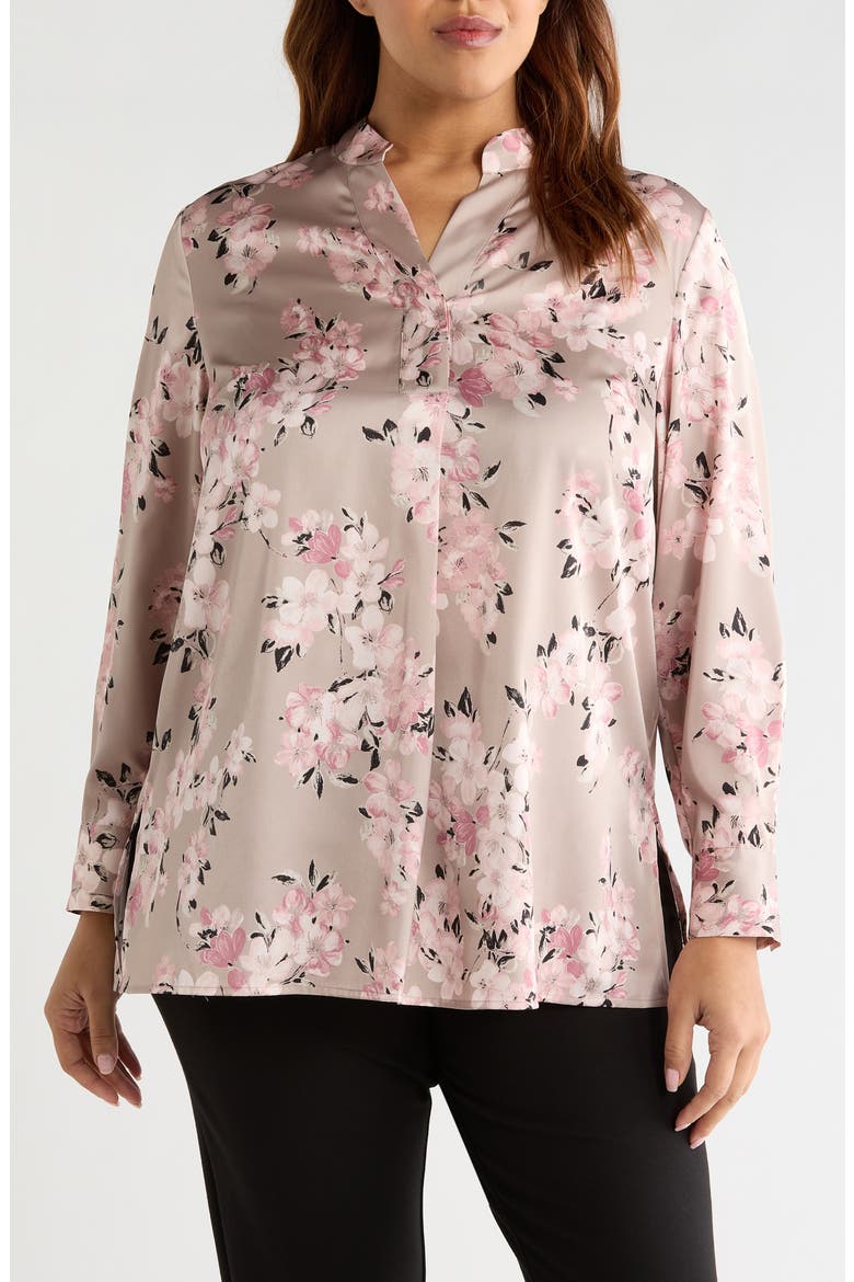 Floral Print Popover Top, Main, color, PORCINI MULTI