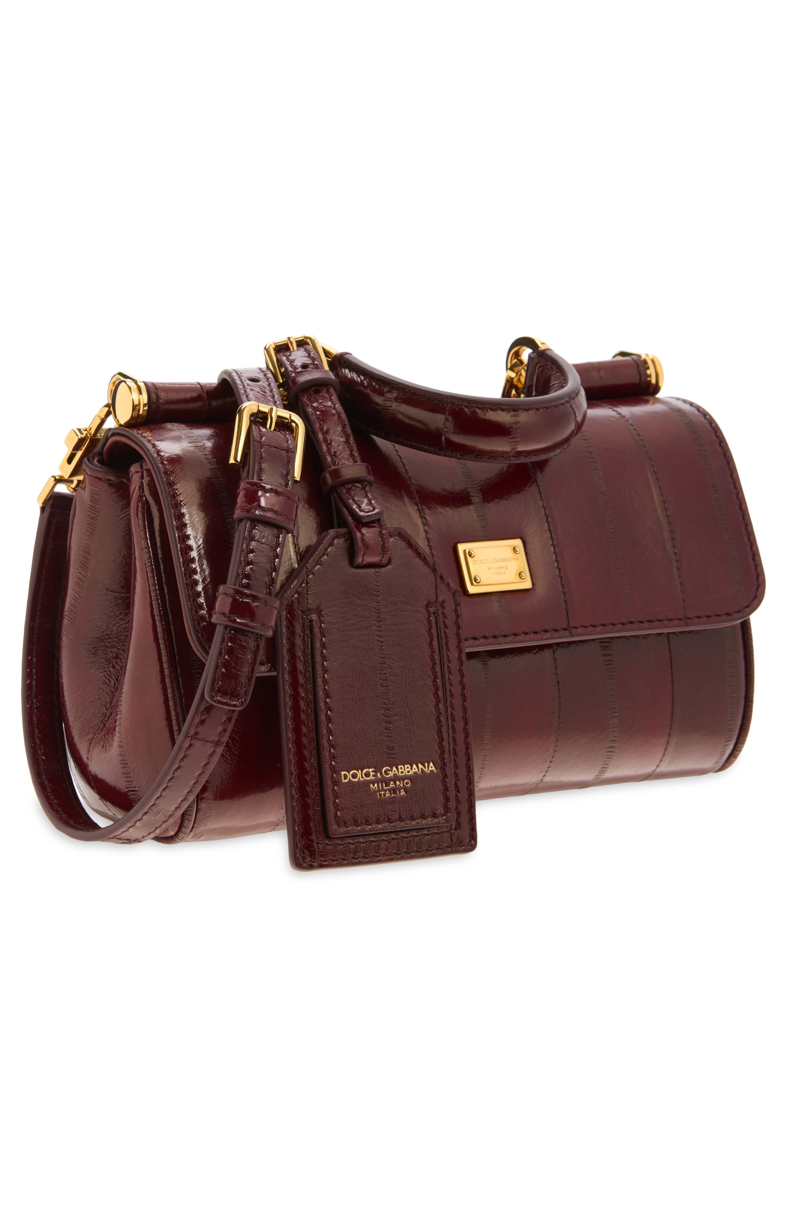 Small Sicily Anguilla Eel Skin Top Handle Bag, Alternate, color, AMARENA 1