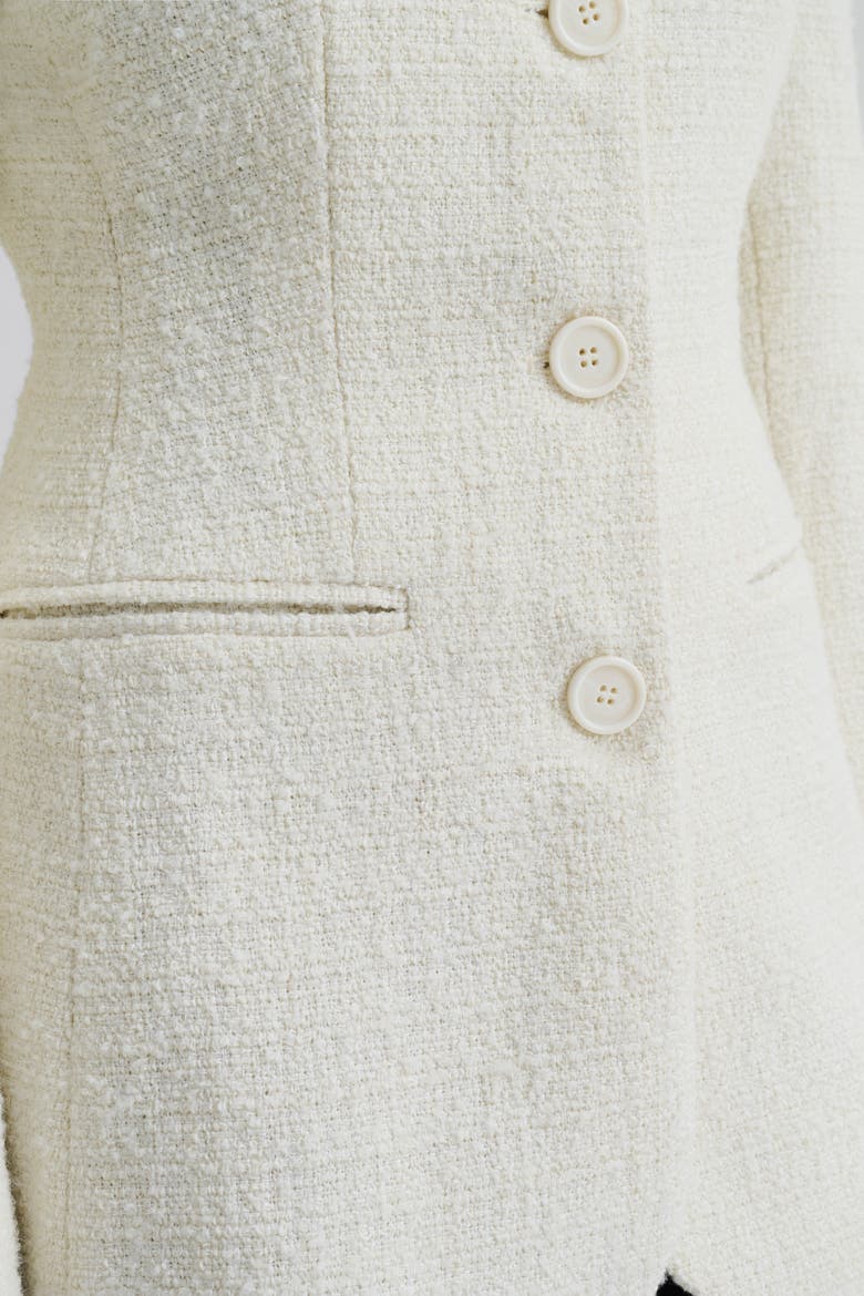 Carol Textured Round Neck Blazer, Alternate, color, Vanilla