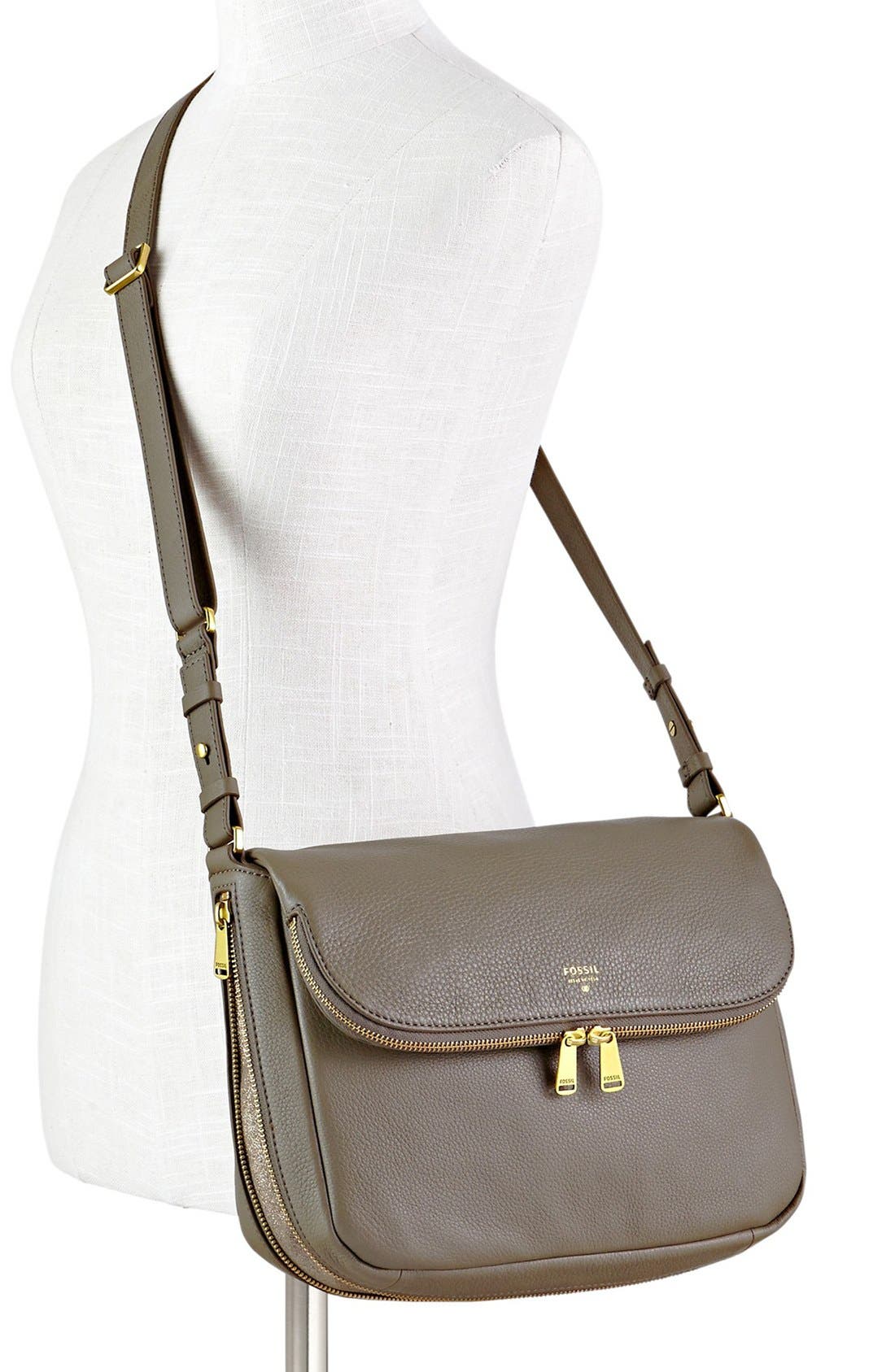 'Preston' Leather Shoulder Bag, Alternate, color, MUSHROOM