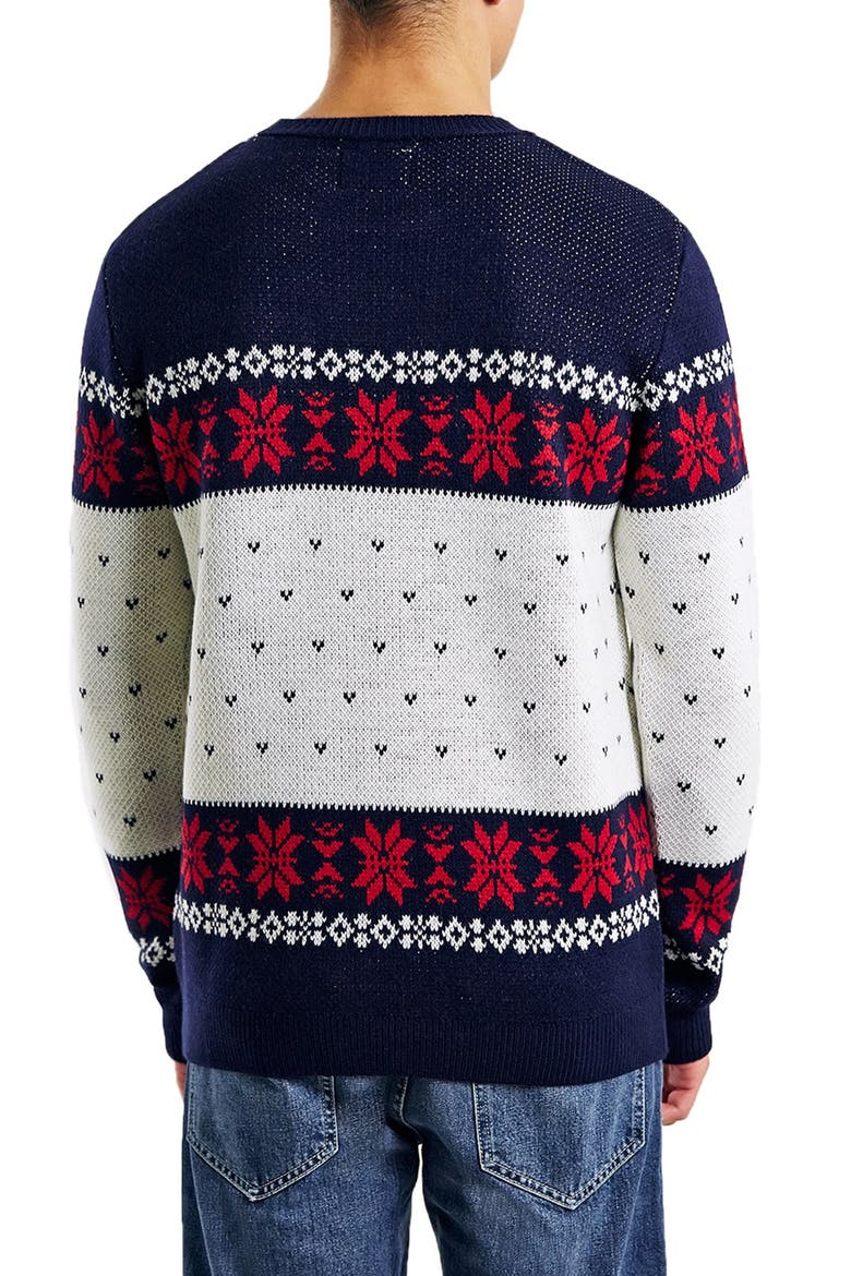 Merry Christmas Jacquard Crewneck Sweater, Alternate, color, NAVY MULTI