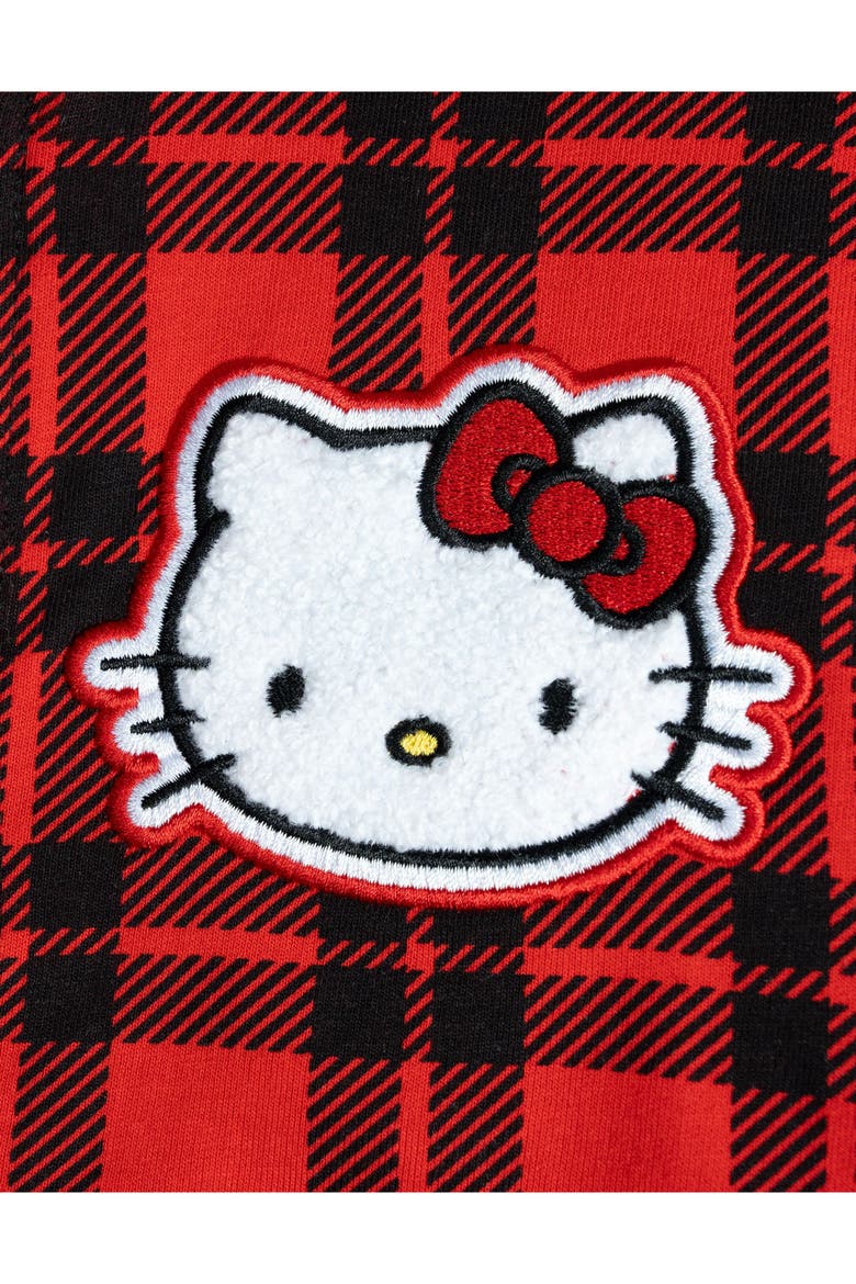 Varsity Bomber Jacket, Alternate, color, Hello Kitty Red Plaid