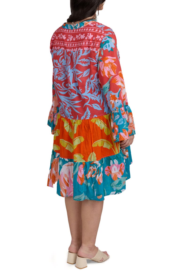 Mixed Floral Tunic Dress, Alternate, color, RED MULTI