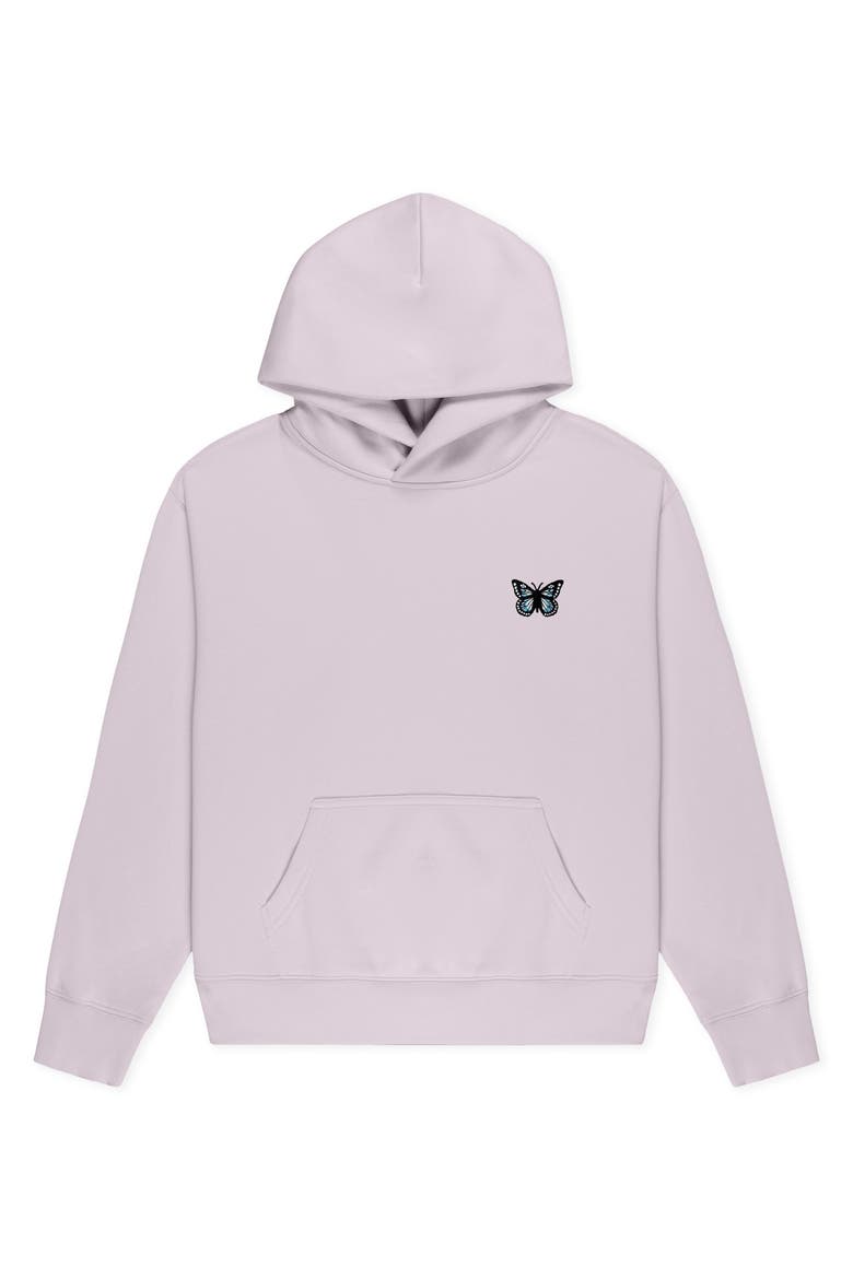 Butterfly Relaxed Midweight Fleece Pullover Hoodie, Main, color, Orchid