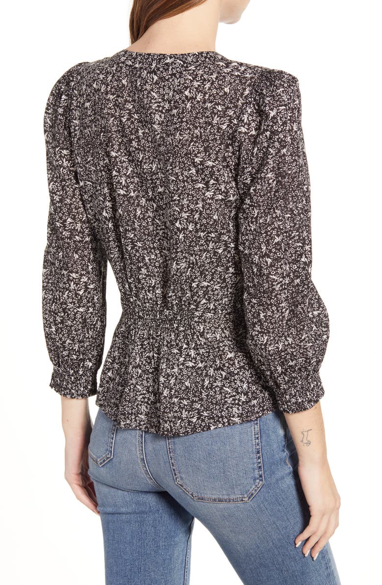 Lucky Brand Abby Floral Peplum Top, Alternate, color,