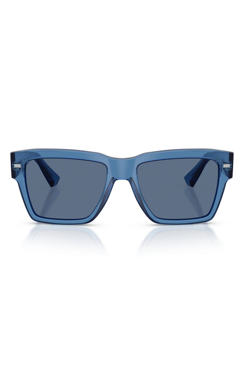 Dolce&Gabbana 55mm Square Sunglasses, Main, color, Transparent Blue / Dark Blue
