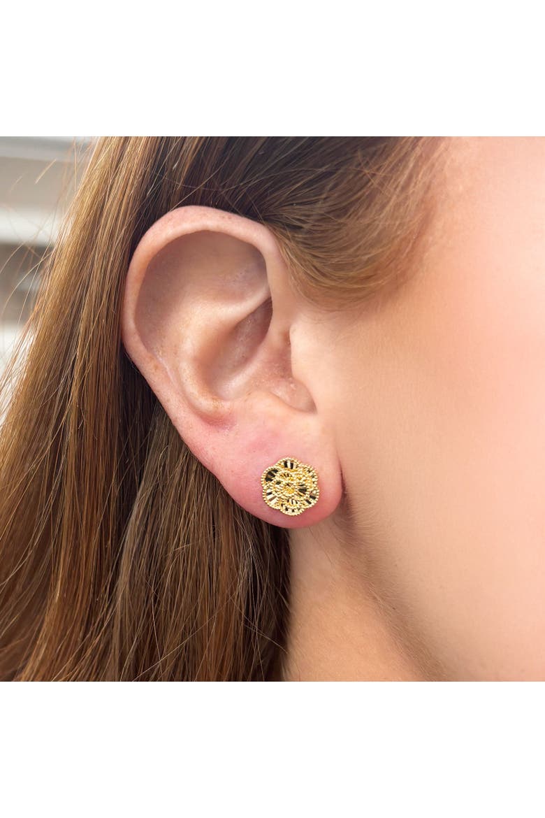 Gold Rose Stud Earrings, Alternate, color, Yellow Gold