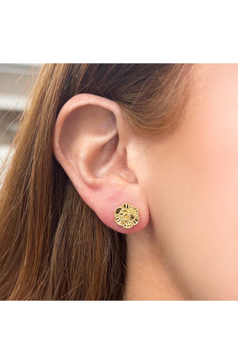 The Lovery Fine Jewelry Gold Rose Stud Earrings, Alternate, color, Yellow Gold