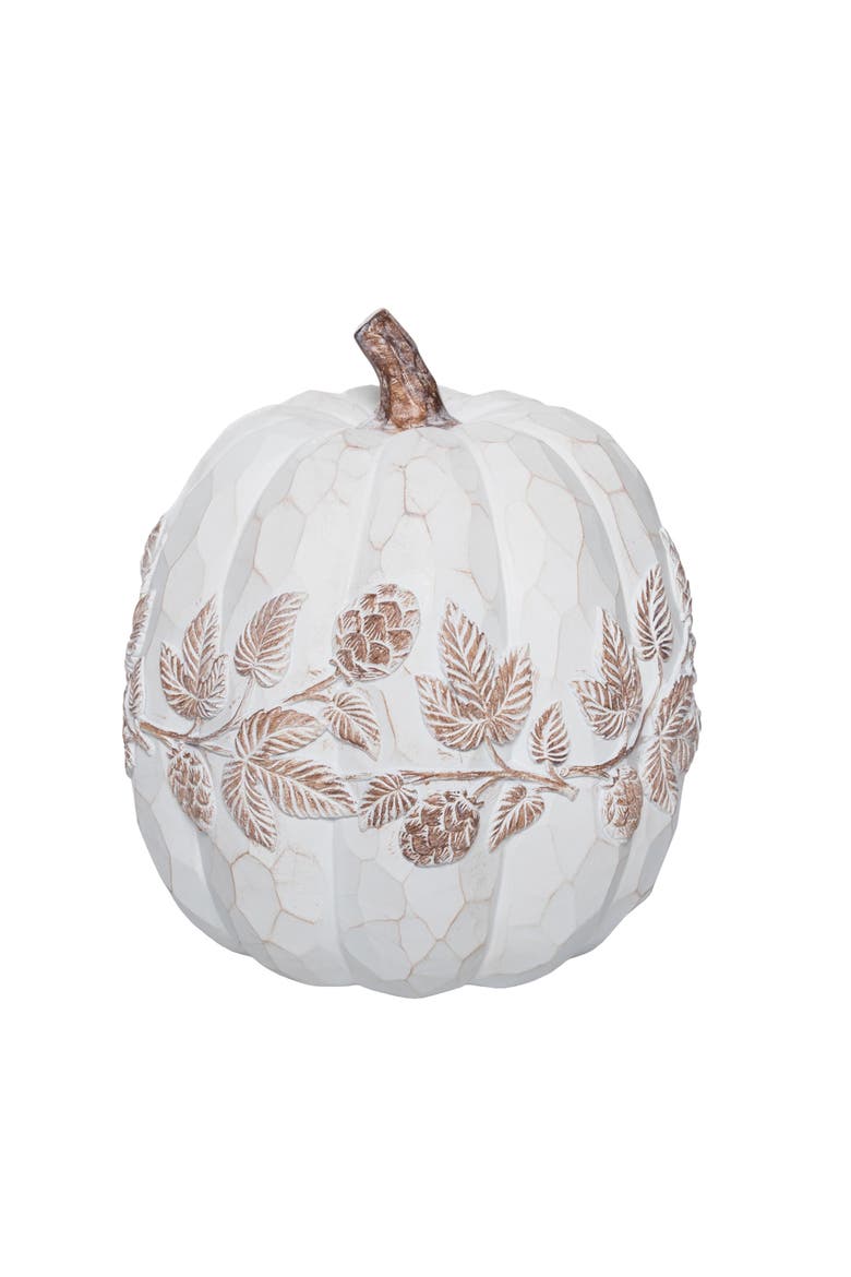 Pumpkin Whitewash Figurine, Alternate, color, White