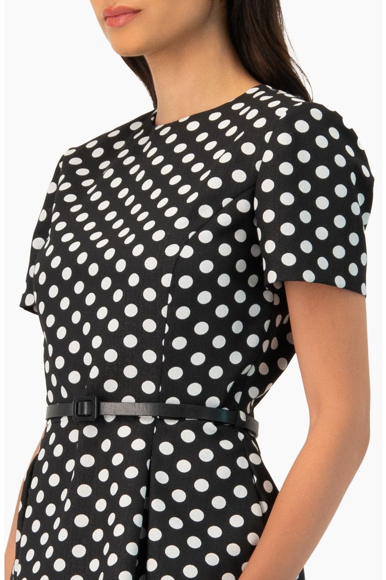 Polka Dot A-Line Short Dress, Alternate, color, Black
