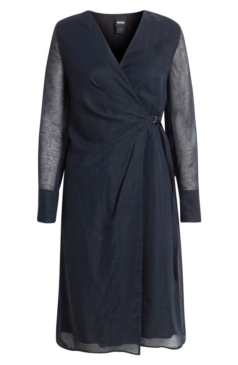 BOSS Dosala Long Sleeve Wrap Dress, Alternate, color, Sky Captain