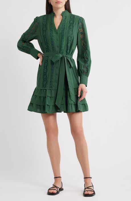 Caslon® Lace Panel Long Sleeve Minidress