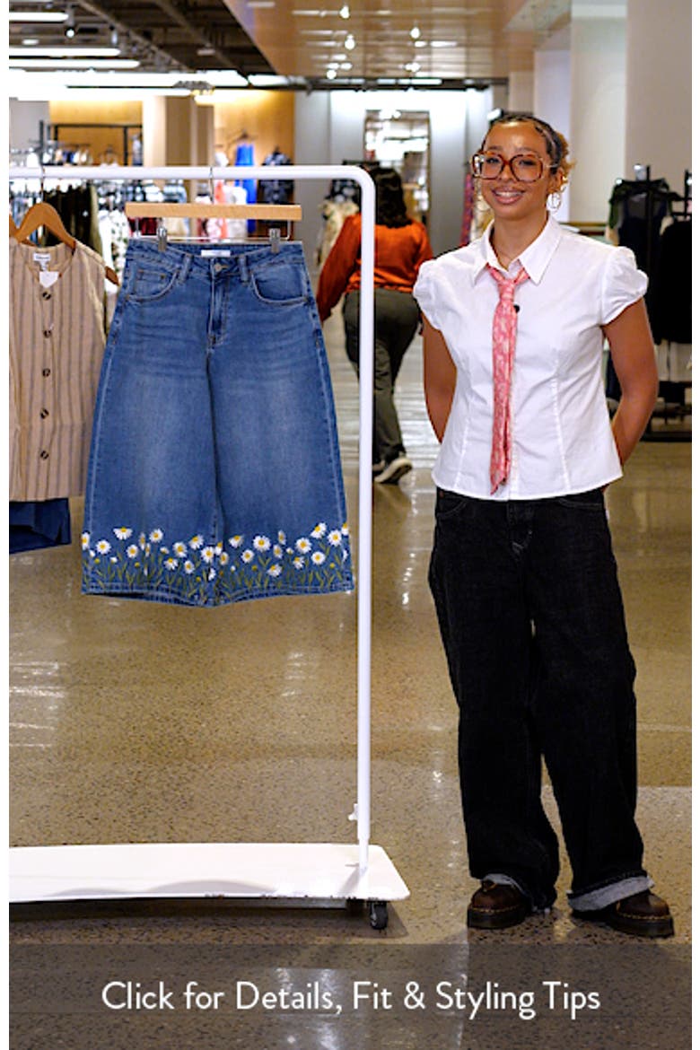 Floral Embroidered High Waist Bermuda Denim Shorts video