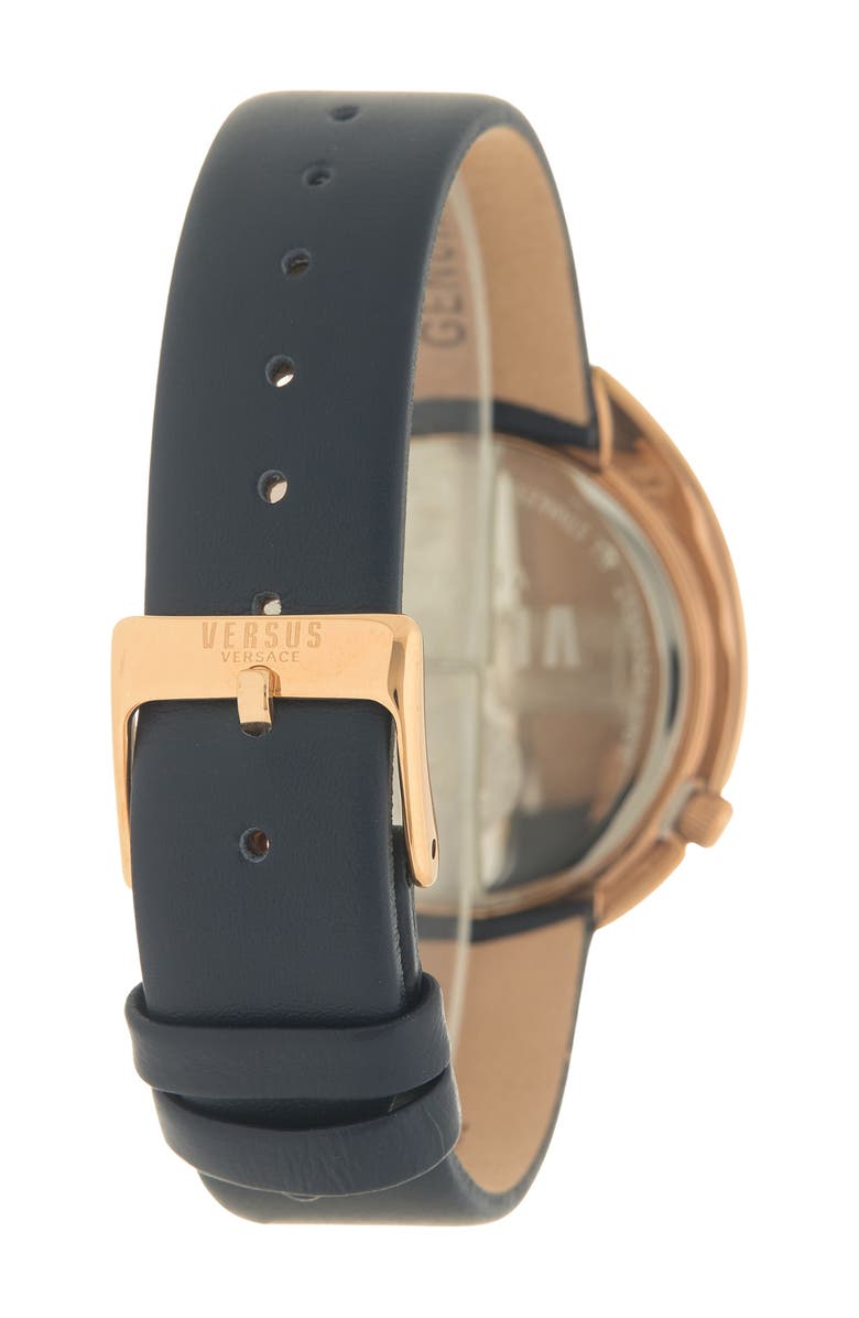 VERSUS Versace Women's Blue Dial Leather Strap Bracelet, 38mm, Alternate, color,