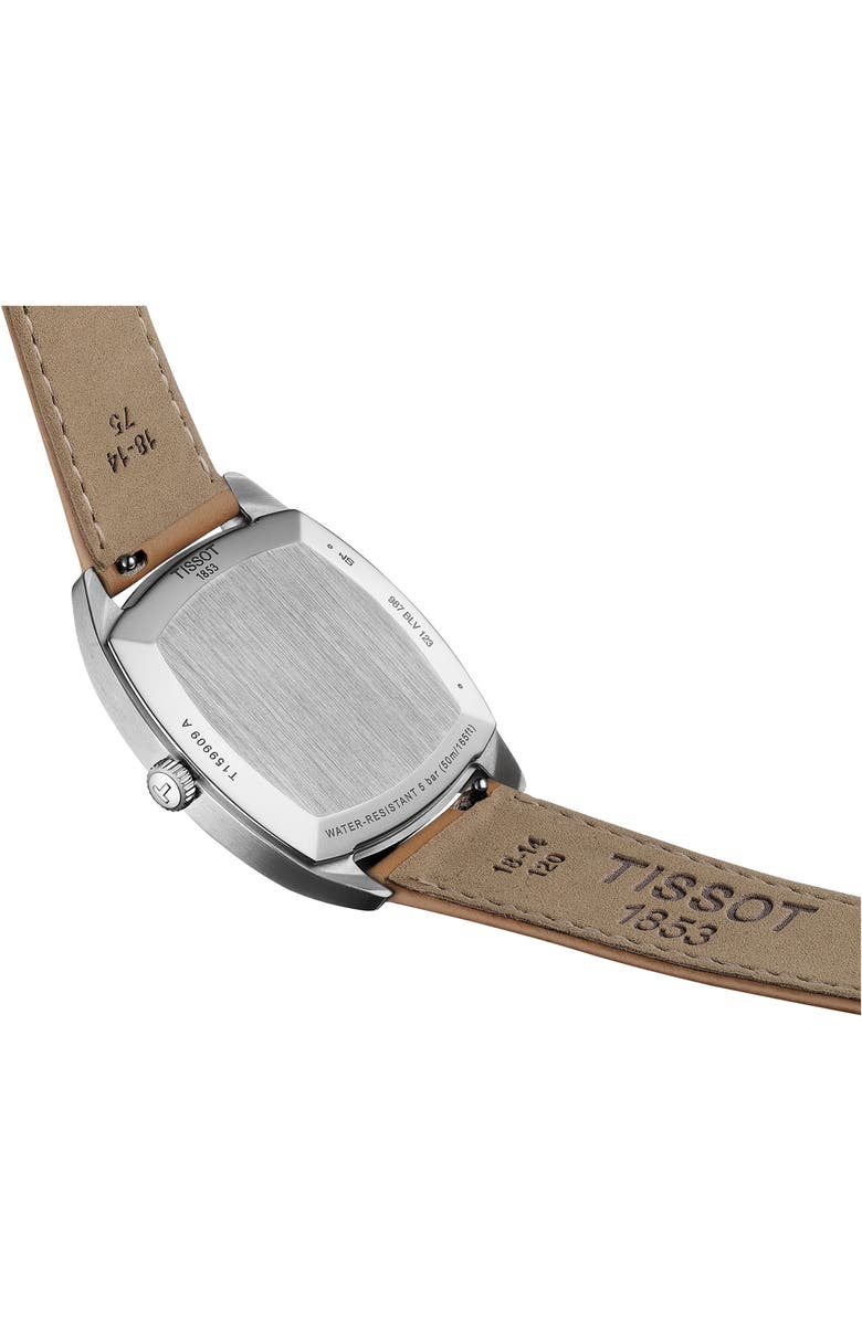 Tissot Stylist Leather Strap Watch, 32mm, Alternate, color, Silver