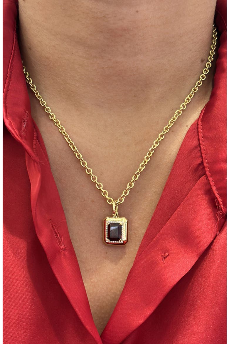 G-Classic Emerald Cut Pendant Necklace, Alternate, color, RED