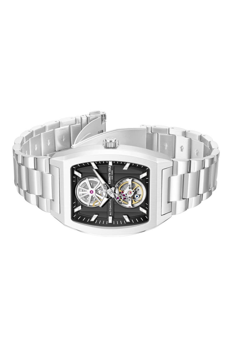 The Milford Tonneau Open Heart Automatic Bracelet Watch, 40mm x 52.5mm, Alternate, color, SILVER