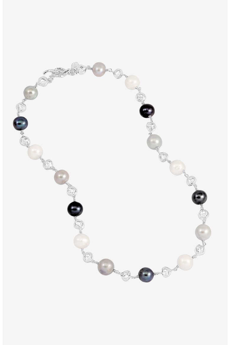 Nugget & Mixed Freshwater Pearl Necklace, Alternate, color, Sterling Silver