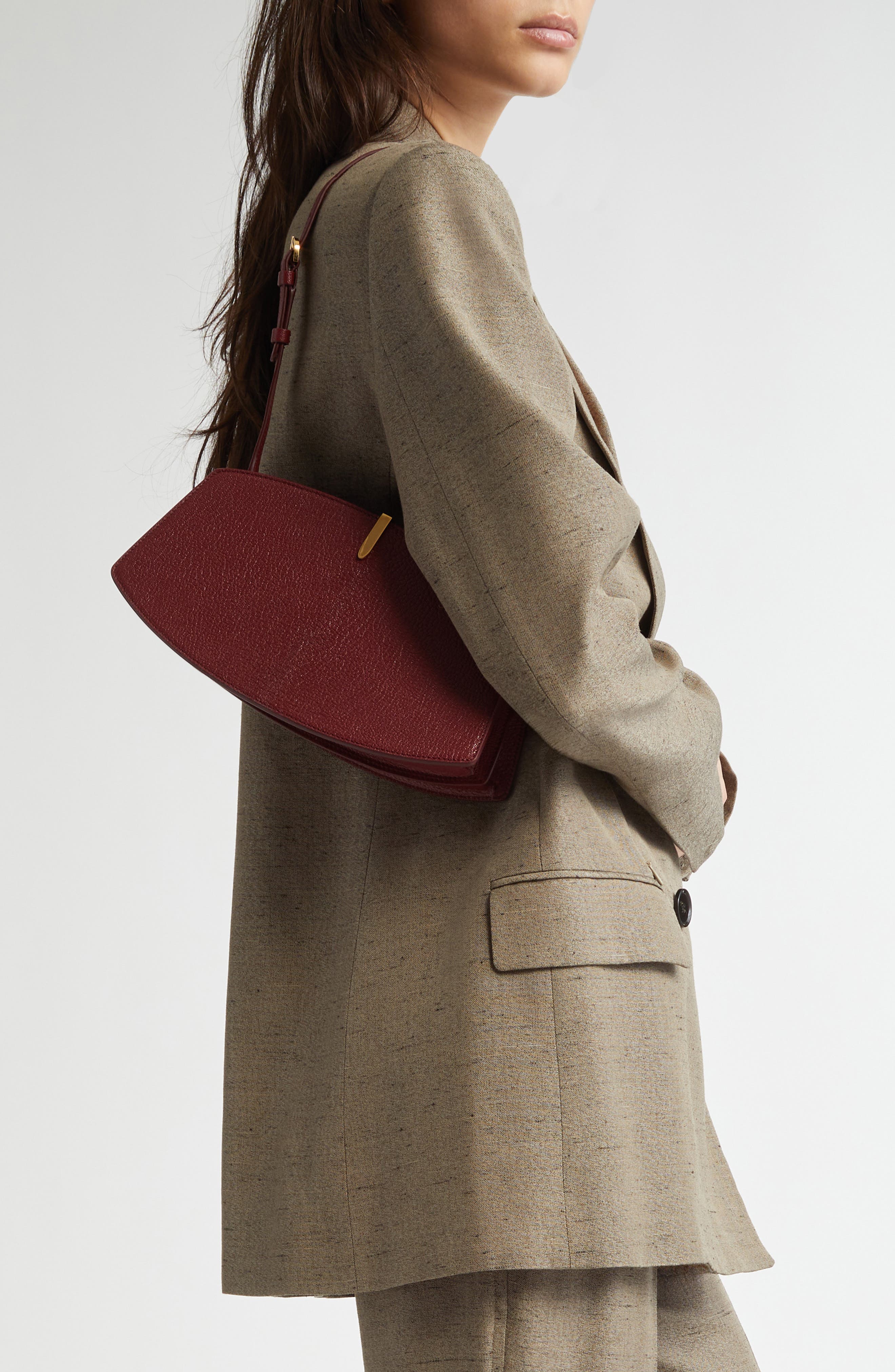 SAVETTE The Florence Leather Shoulder Bag, Alternate, color, Wine