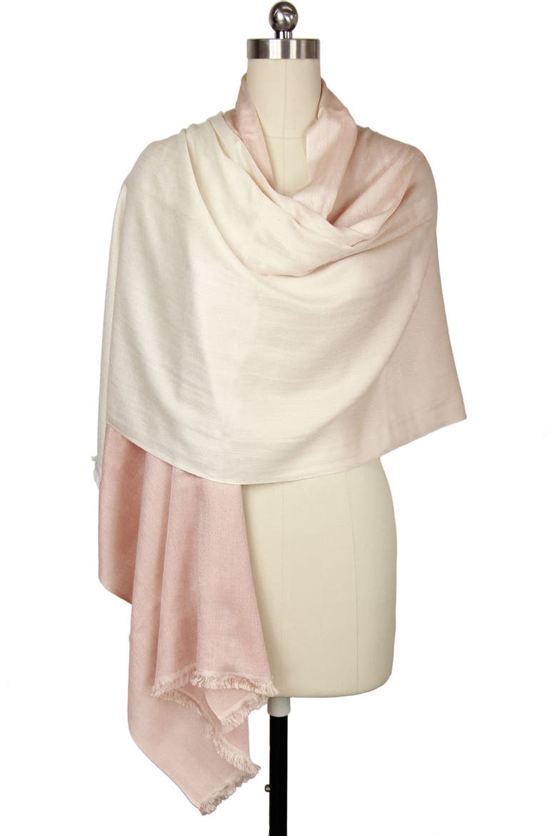 Two-Tone Cashmere & Silk Scarf, Alternate, color, CREAM/TAUPE