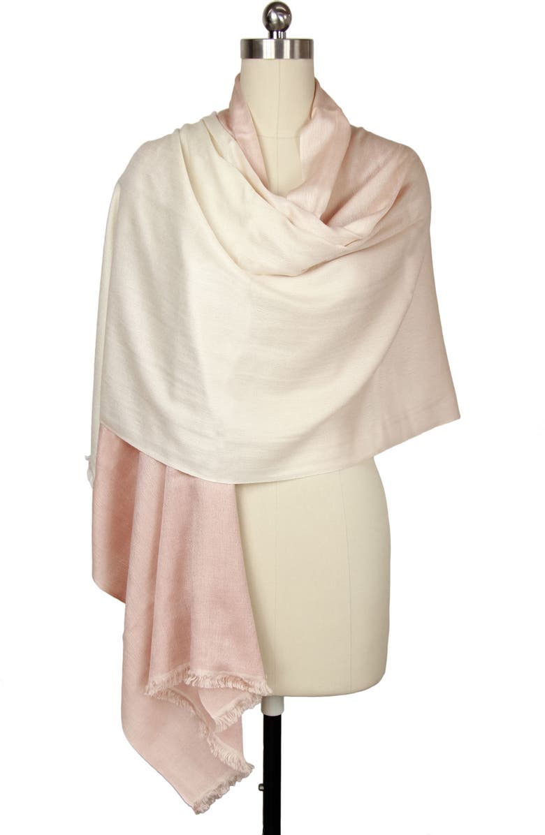 SAACHI Two-Tone Cashmere & Silk Scarf, Alternate, color, Cream/Taupe