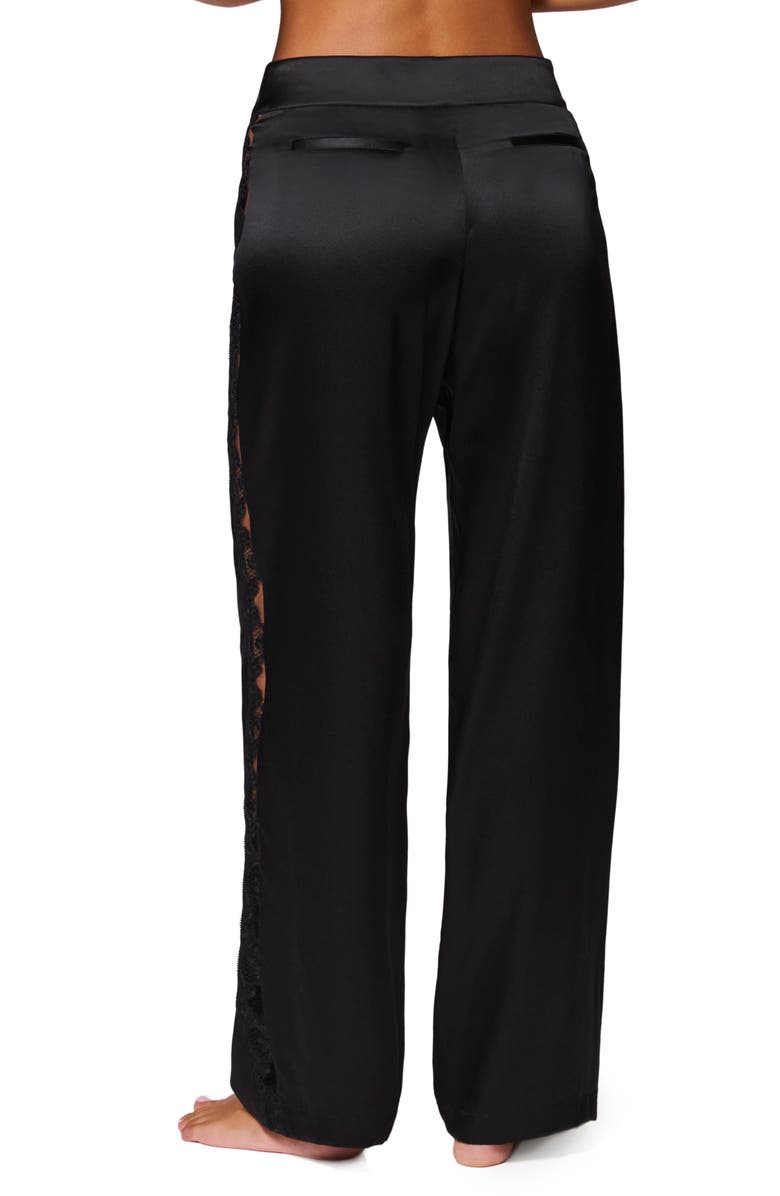 Simone Perele Love Me Lace Trim Silk Blend Pants, Alternate, color, Black