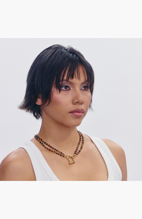 Shop Spicy Dan Sir Double Stranded Petro-tourmaline Necklace In Brown